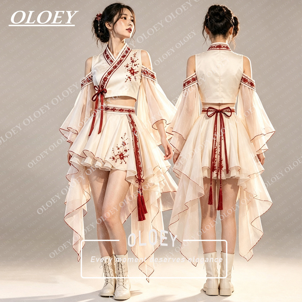 Modern Korean Lifestyle - OLOEY Conjunto de Hanbok Curto Vermelho