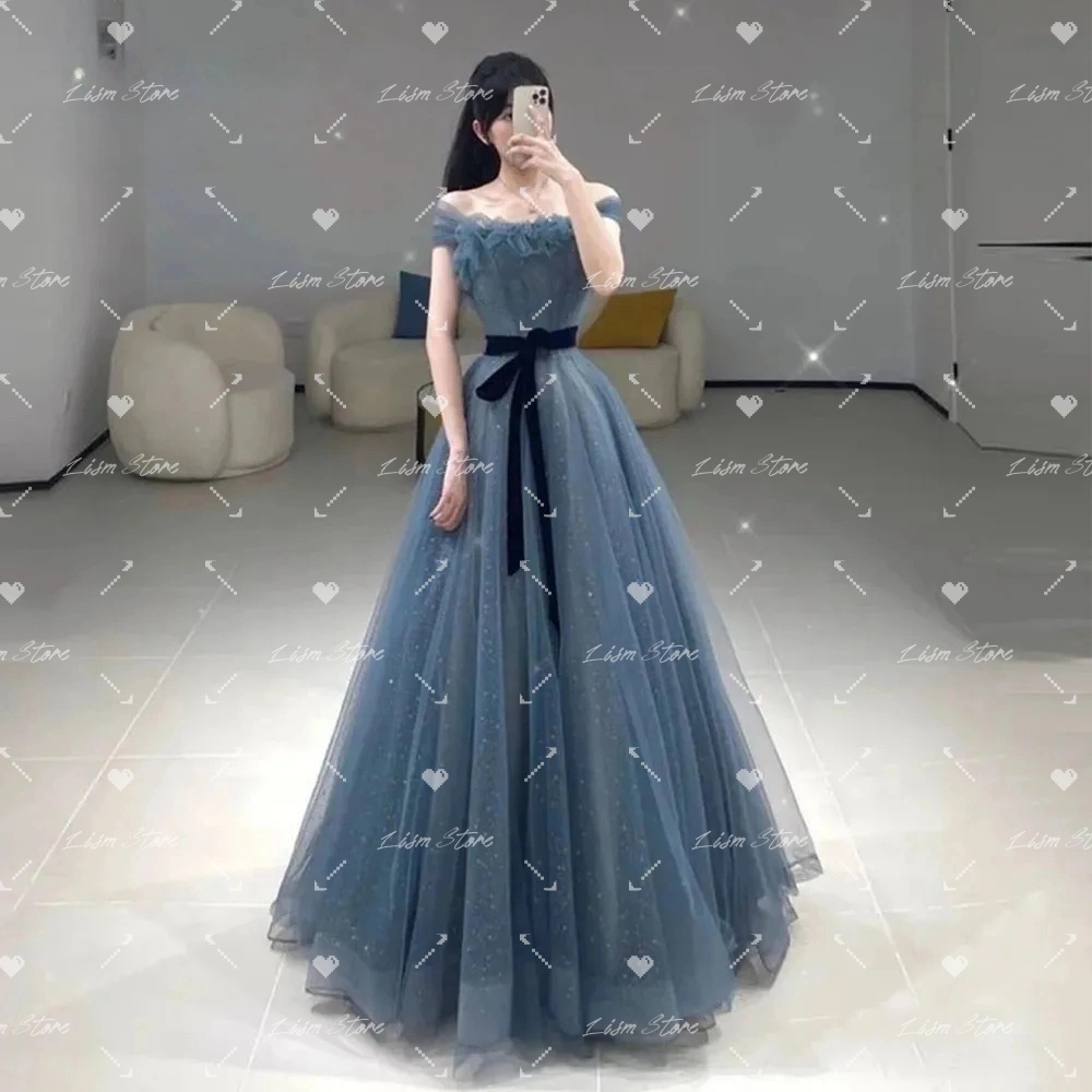 Modern Korean Lifestyle - Vestido de Festa Longo Azul Tomara